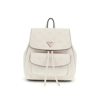 Rucsac din piele ecologica cu model monograma Cresidia II - Crem