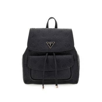 Rucsac din piele ecologica cu model monograma Cresidia II - Negru